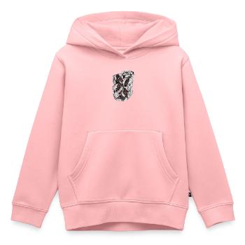 Schwarzweiß Blattmuster mit roten Beeren - Kinder Premium Organic Hoodie - Rosa - Vorne - AI Model Kid Female (0cm)