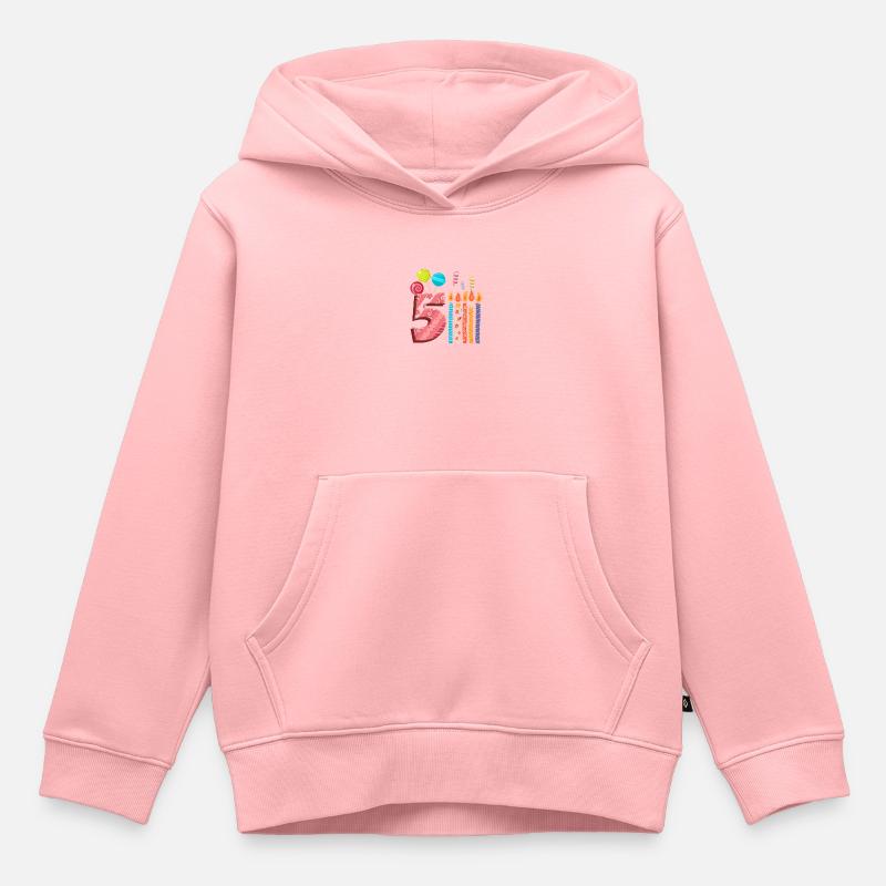5e anniversaire - Sweat Premium à capuche enfant bio - rose