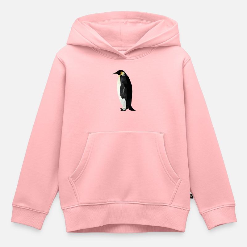 Formes géométriques de polygone de pingouin - Sweat Premium à capuche enfant bio - rose