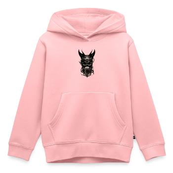Crâne avec cornes - Sweat Premium à capuche enfant bio - rose - Devant - AI Model Kid Female (0cm)