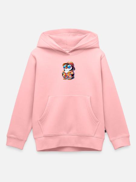 Tropen-Pinguin mit Sonnenbrille - Kinder Premium Organic Hoodie - Rosa