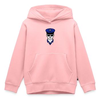 Tête de visage homme police cool - Sweat Premium à capuche enfant bio - rose - Devant - AI Model Kid Female (0cm)