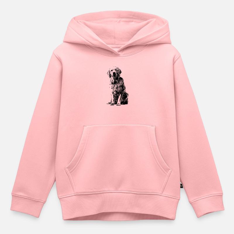 Golden Retriever - idée cadeau chien - Sweat Premium à capuche enfant bio - rose