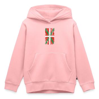 Drapeau Pays Basque usé. Ikurriña. - Sweat Premium à capuche enfant bio - rose - Devant - AI Model Kid Female (0cm)