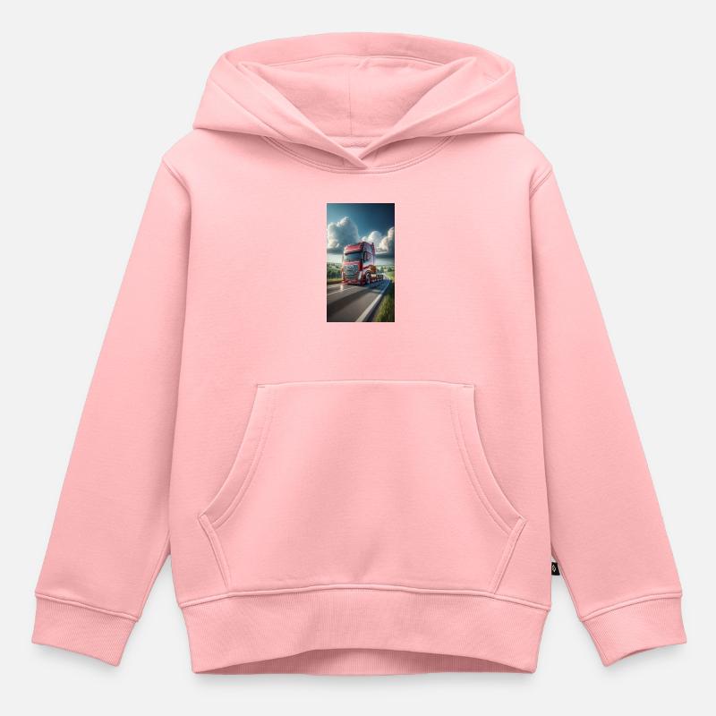 Camion - Sweat Premium à capuche enfant bio - rose