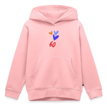 60. 60 ANS. 60e ANNIVERSAIRE. ANNIVERSAIRE 60 ANS. - Sweat Premium à capuche enfant bio - rose - Devant - AI Model Kid Female (0cm)