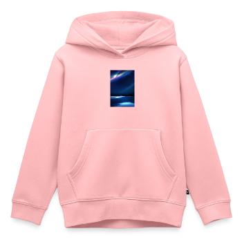 Aurores boréales, Nuit, Étoiles, Neige, Réflexion - Sweat Premium à capuche enfant bio - rose - Devant - AI Model Kid Female (0cm)