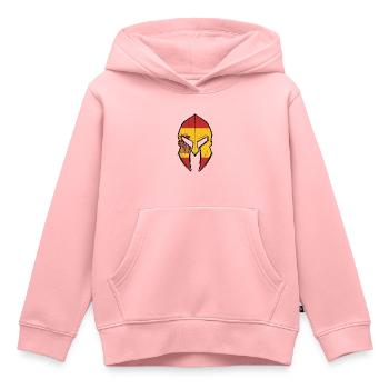 Drapeau de l’Espagne en casque spartiate - Sweat Premium à capuche enfant bio - rose - Devant - AI Model Kid Female (0cm)