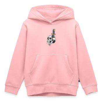 dague transperce crane tete de mort old school - Sweat Premium à capuche enfant bio - rose - Devant - AI Model Kid Female (0cm)