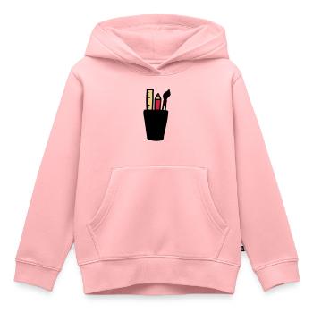 Pen - Brosse - Règle - Sweat Premium à capuche enfant bio - rose - Devant - AI Model Kid Female (0cm)