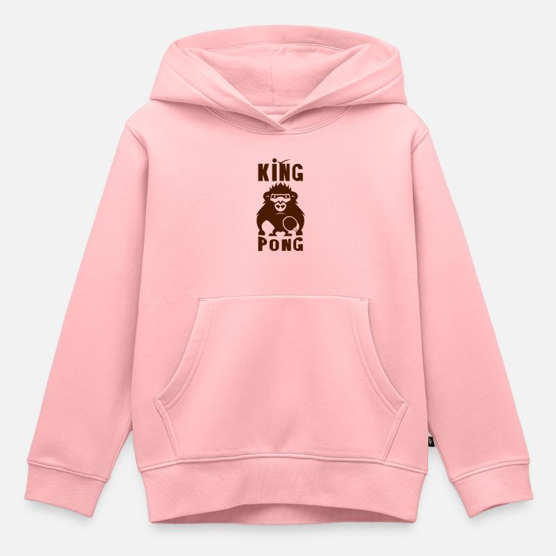 gorille king pong raquette ping - Sweat Premium à capuche enfant bio - rose
