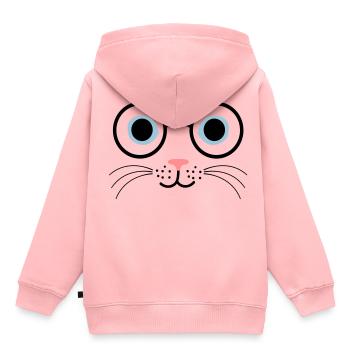 Katze Brille - Kinder Premium Organic Hoodie - Rosa - Hinten - AI Model Kid Female (0cm)