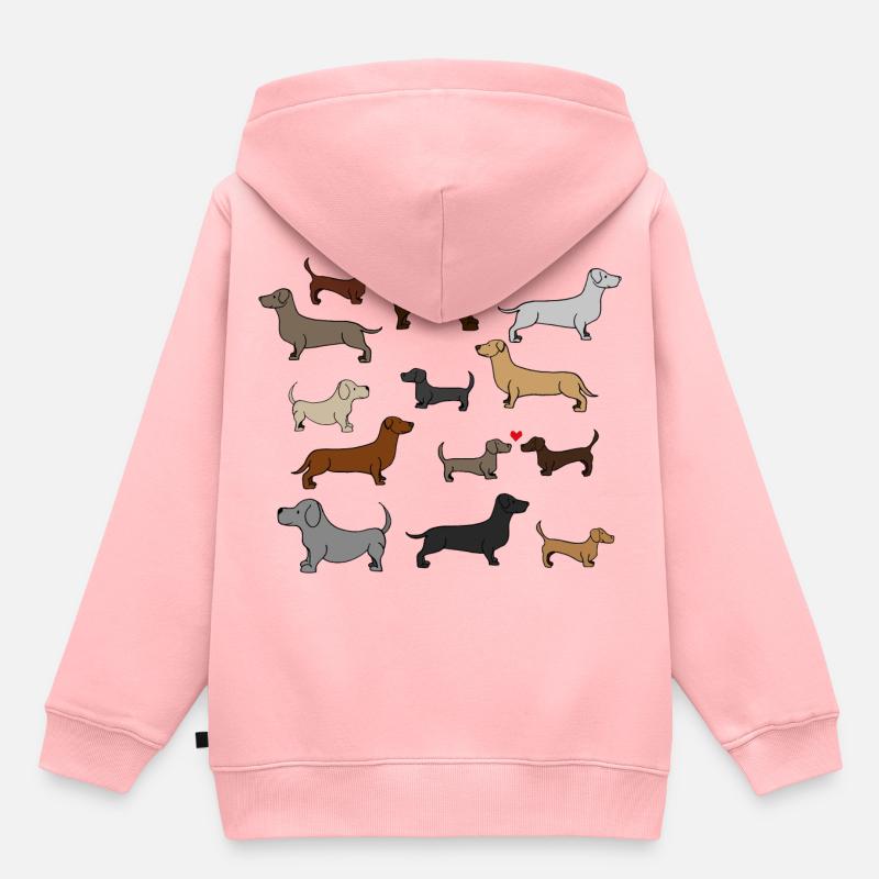 super mignon teckel , idée cadeau - Sweat Premium à capuche enfant bio - rose