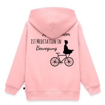 Radfahren ist Meditation in Bewegung - Kinder Premium Organic Hoodie - Rosa - Hinten - AI Model Kid Female (0cm)