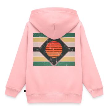 Motif rétro graphique - Sweat Premium à capuche enfant bio - rose - Dos - AI Model Kid Female (0cm)