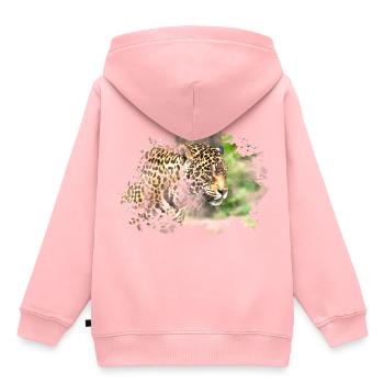 Léopard - Sweat Premium à capuche enfant bio - rose - Dos - AI Model Kid Female (0cm)