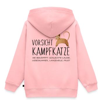 Attention chat de combat minou cadeau idée - Sweat Premium à capuche enfant bio - rose - Dos - AI Model Kid Female (0cm)