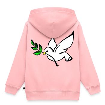 Friedenstaube - Kinder Premium Organic Hoodie - Rosa - Hinten - AI Model Kid Female (0cm)