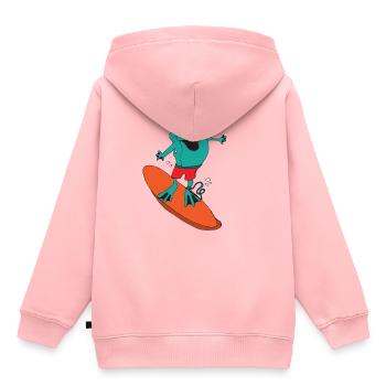 Grenouille surfante - Sweat Premium à capuche enfant bio - rose - Dos - AI Model Kid Female (0cm)