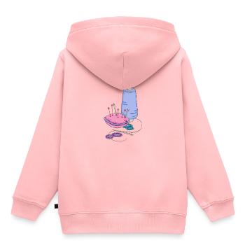 Nähen - Kinder Premium Organic Hoodie - Rosa - Hinten - AI Model Kid Female (0cm)
