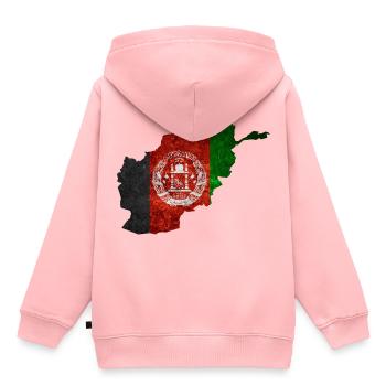 Afghanistan Flagge - Kinder Premium Organic Hoodie - Rosa - Hinten - AI Model Kid Female (0cm)