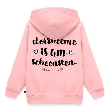 affectueusement Saxons Saxons disant dorrheeme - Sweat Premium à capuche enfant bio - rose - Dos - AI Model Kid Female (0cm)