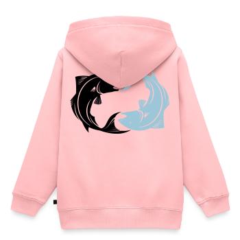 Fisch Yin Yang - Kinder Premium Organic Hoodie - Rosa - Hinten - AI Model Kid Female (0cm)