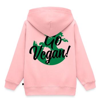 go Vegan Baby Vegetarier Spruch - Kinder Premium Organic Hoodie - Rosa - Hinten - AI Model Kid Female (0cm)