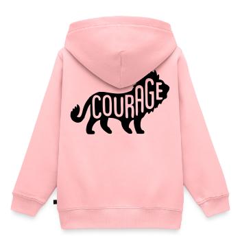 Lion - Lion Courage - Sweat Premium à capuche enfant bio - rose - Dos - AI Model Kid Female (0cm)