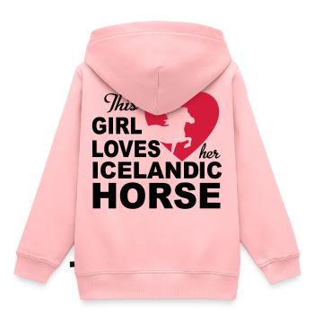 Cheval islandais - Sweat Premium à capuche enfant bio - rose - Dos - AI Model Kid Female (0cm)
