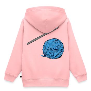 Blaues Häkel-Garn mit Häkelnadel - Kinder Premium Organic Hoodie - Rosa - Hinten - AI Model Kid Female (0cm)