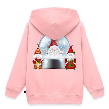 Schneekugel Santa Gnomes Jubel - Kinder Premium Organic Hoodie - Rosa - Hinten - AI Model Kid Female (0cm)