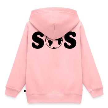 SOS – Erdüberlastungstag / Klimawandel (B / SVG) - Kinder Premium Organic Hoodie - Rosa - Hinten - AI Model Kid Female (0cm)