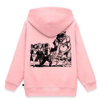 Old Retro Future Design Alien Monster - Sweat Premium à capuche enfant bio - rose - Dos - AI Model Kid Female (0cm)