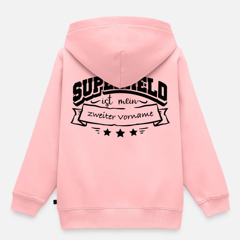 Prénom Super-héros - Sweat Premium à capuche enfant bio - rose