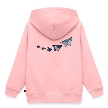 Papierflieger - Kinder Premium Organic Hoodie - Rosa - Hinten - AI Model Kid Female (0cm)