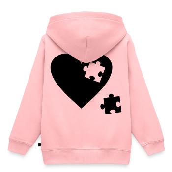 Herz Puzzle - Kinder Premium Organic Hoodie - Rosa - Hinten - AI Model Kid Female (0cm)