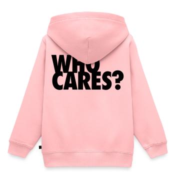 WHO CARES? Qui se soucie? Alors quoi? Alors quoi? égoïste - Sweat Premium à capuche enfant bio - rose - Dos - AI Model Kid Female (0cm)