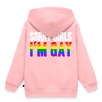 Désolé filles Dans Gay LGBT Gay Idée cadeau Homo - Sweat Premium à capuche enfant bio - rose - Dos - AI Model Kid Female (0cm)