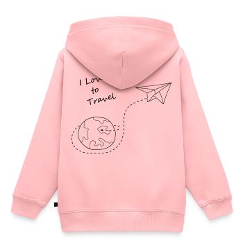 Paperflieger Reise - Kinder Premium Organic Hoodie - Rosa - Hinten - AI Model Kid Female (0cm)