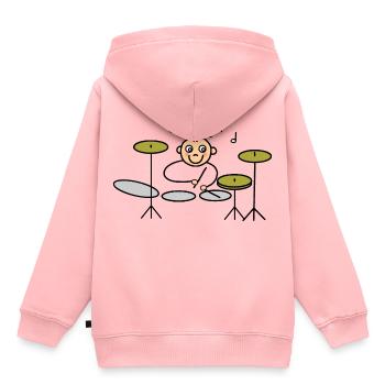 Batteur en action à la batterie - Sweat Premium à capuche enfant bio - rose - Dos - AI Model Kid Female (0cm)