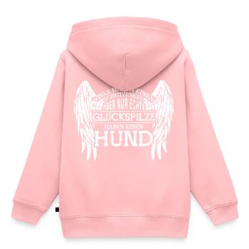 Nur echte Glückspilze haben einen Hund - Kinder Premium Organic Hoodie - Rosa - Hinten - AI Model Kid Female (0cm)