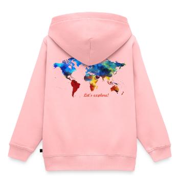Lets explore! Weltkarte - Kinder Premium Organic Hoodie - Rosa - Hinten - AI Model Kid Female (0cm)