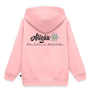 Allgäuer mit herz und verstand, Allgäuer Design - Kinder Premium Organic Hoodie - Rosa - Hinten - AI Model Kid Female (0cm)