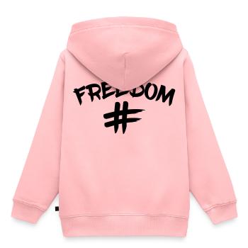 Hashtag Freedom Freiheit klare Aussage - Kinder Premium Organic Hoodie - Rosa - Hinten - AI Model Kid Female (0cm)
