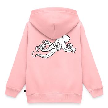 poulpe géant calmar, poulpe, calmar, poissons seiche - Sweat Premium à capuche enfant bio - rose - Dos - AI Model Kid Female (0cm)