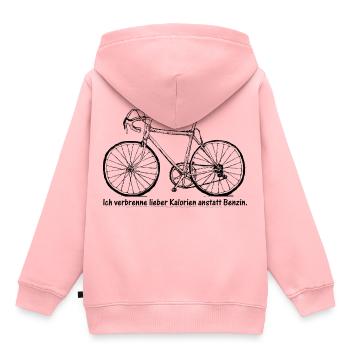Kalorien anstatt Benzin! Seitenansicht - Kinder Premium Organic Hoodie - Rosa - Hinten - AI Model Kid Female (0cm)