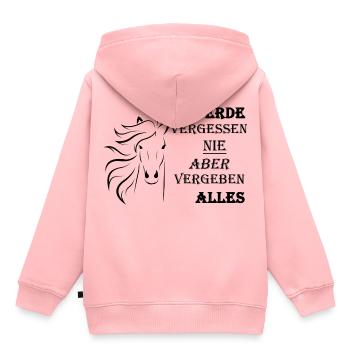 Les chevaux n'oublient jamais mais pardonnent tout - Sweat Premium à capuche enfant bio - rose - Dos - AI Model Kid Female (0cm)
