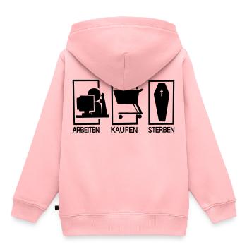 Arbeiten - Kaufen - Sterben - Kinder Premium Organic Hoodie - Rosa - Hinten - AI Model Kid Female (0cm)