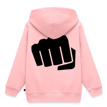 Faust Geschenk Idee dagegen Symbol Hand - Sweat Premium à capuche enfant bio - rose - Dos - AI Model Kid Female (0cm)